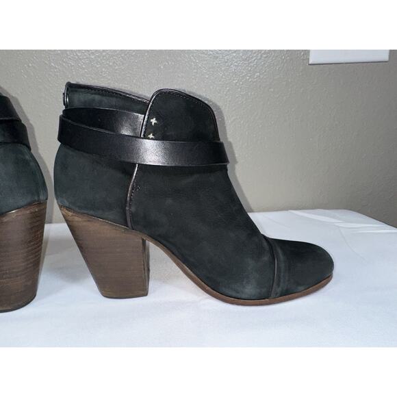 Rag and Bone Harrow Black Suede High Heeled Ankle Boots Straps Sz EU 40 / US 10 - Picture 7 of 14